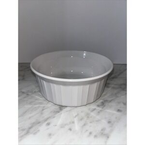 Corning Ware F-16-B French White Casserole Dish Bowl Ribbed‎ 16 oz Ovenware